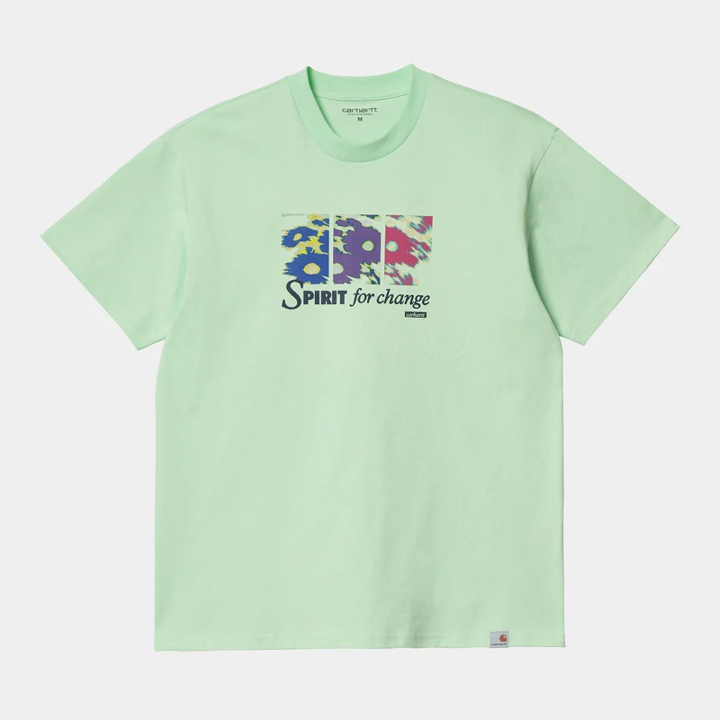 Carhartt WIP Kortärmad herr T-shirt i ekologisk bomull - blek spearmint