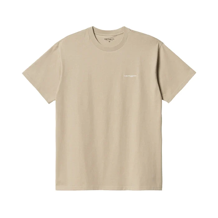 Carhartt WIP Kortärmad Script Broderi T-shirt för män - Vägg/vax