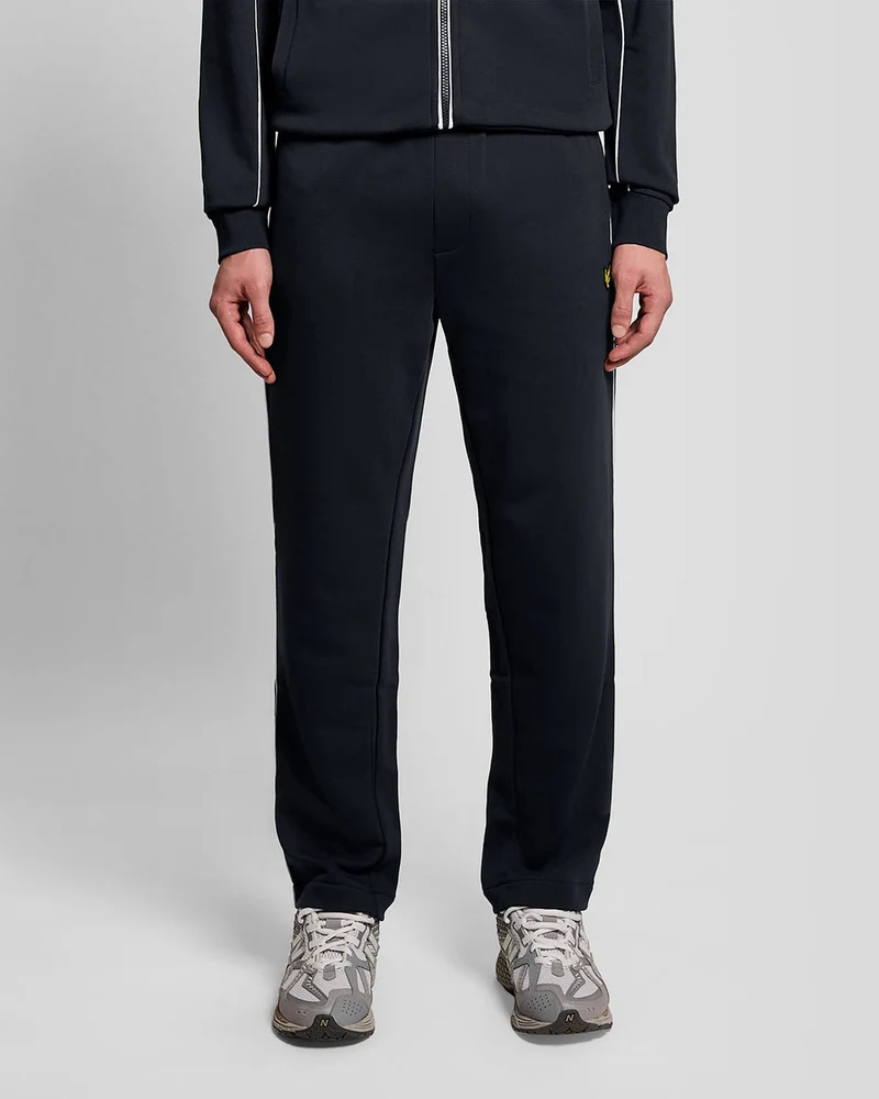 Lyle & Scott Raka Träningsbyxor Med Piping För Herrar | Mörk Marinblå