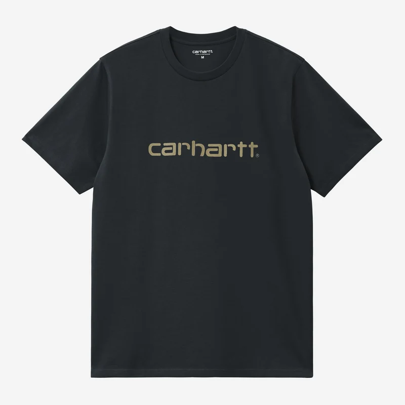 Carhartt WIP Herr Script T-shirt | Djup Natt / Mild Grön