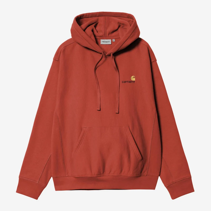 Carhartt WIP Herr American Script Hoodie | Oxidröd