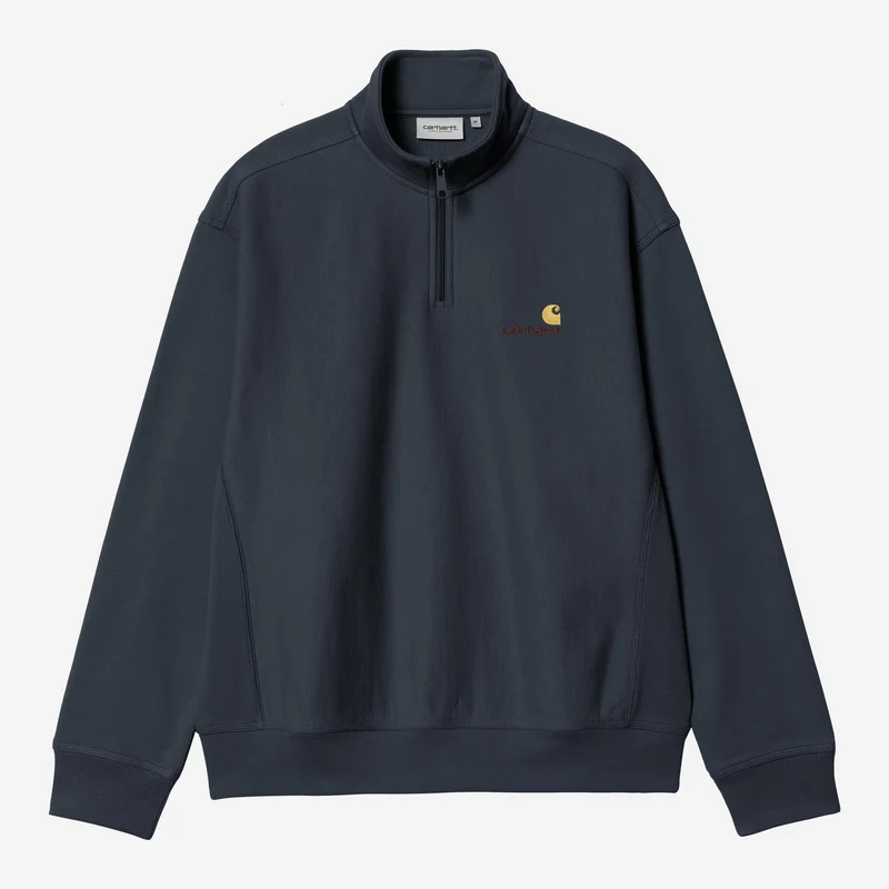 Carhartt WIP Herr Halv dragkedja American Script Träningstopp | Deep Night