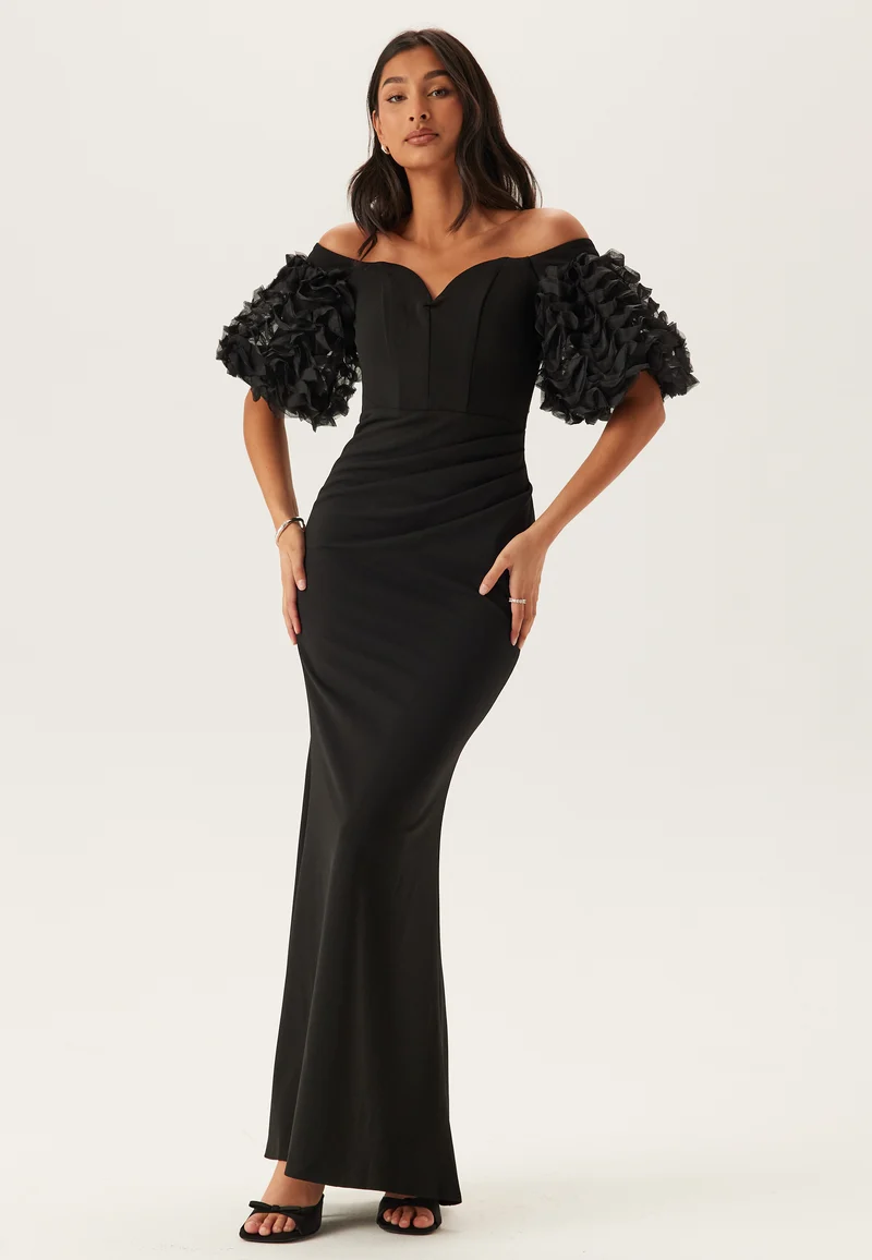 Bardot Ruffle Sleeve Maxi Dress