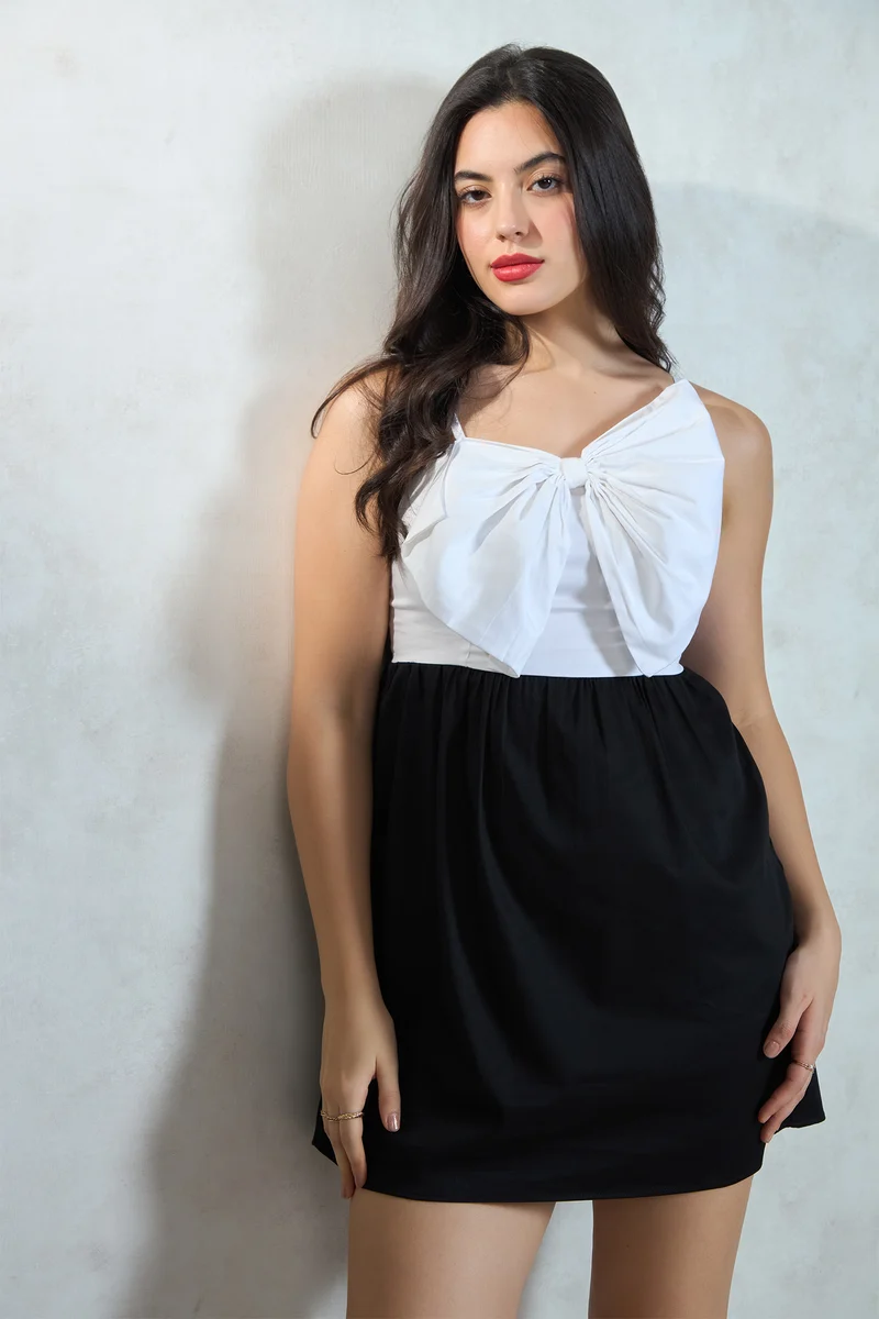 Boe|Cotton Stretch Big Bow Mini Dress