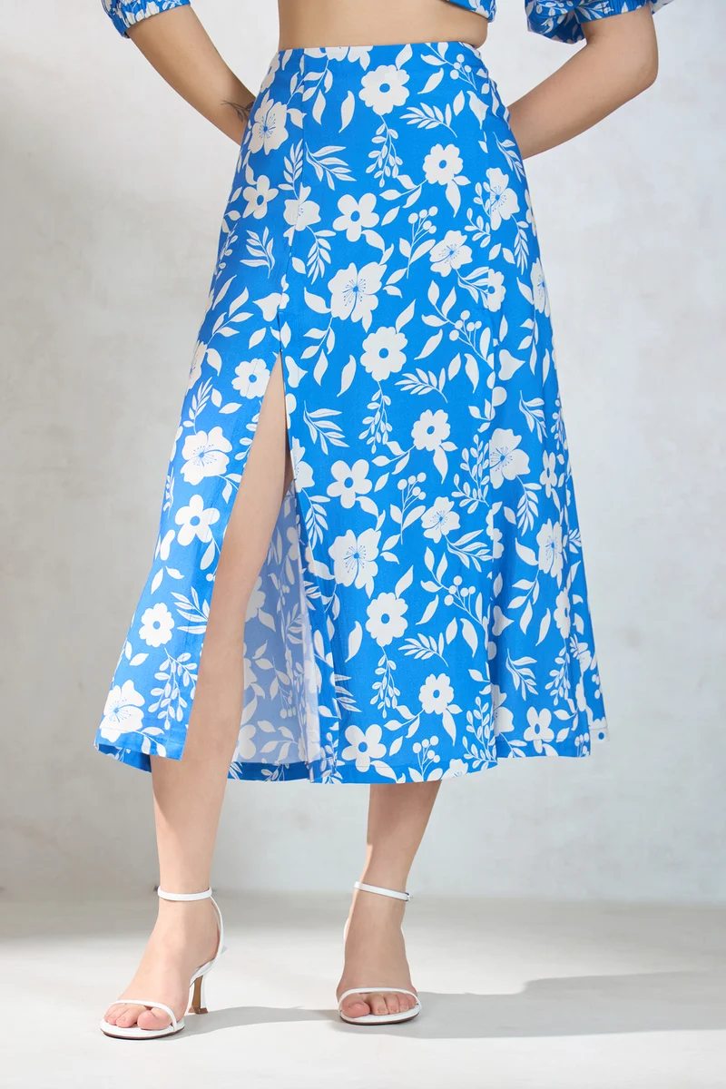 Belavous Skirt|100% Modal Flare Skirt With Front Slit
