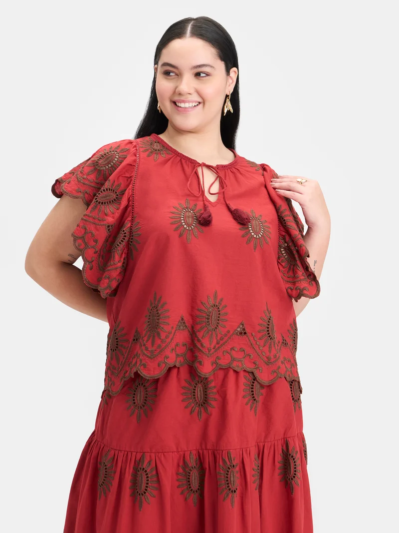 Soleil |100% Cotton Schiffli Tie-Up Top