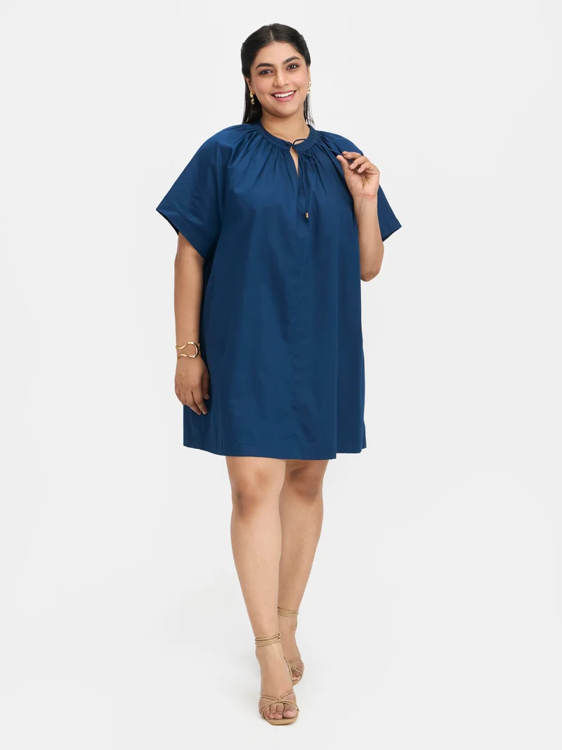 Solace|100% Cotton Tie-Up A-Line Dress