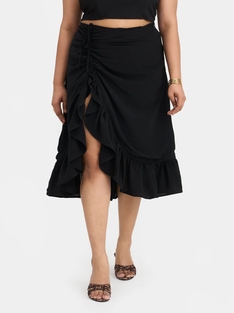 Soreli|Georgette Ruffled Midi Skirt
