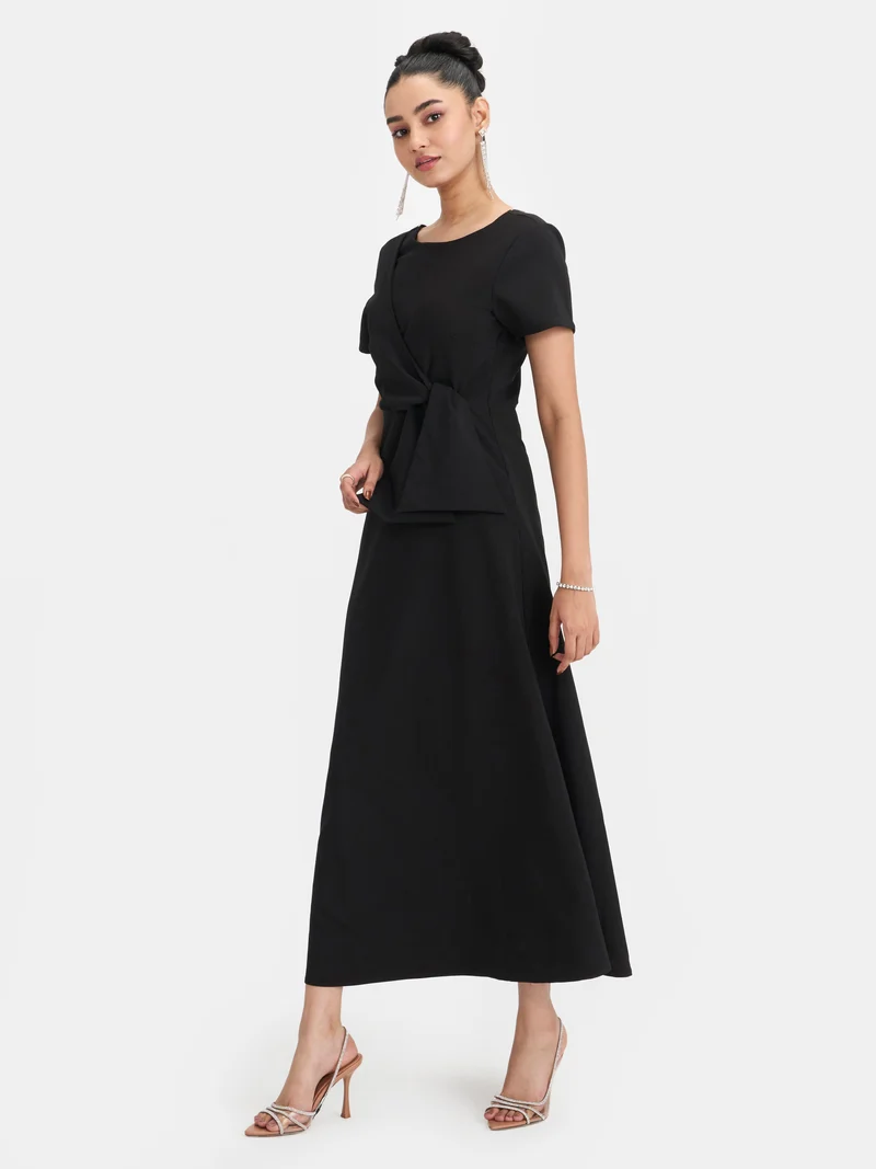 Leya|Satin Front Tie Maxi Dress