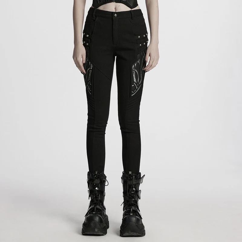 Cyberpunk dubbade plisserade Leggings för kvinnor