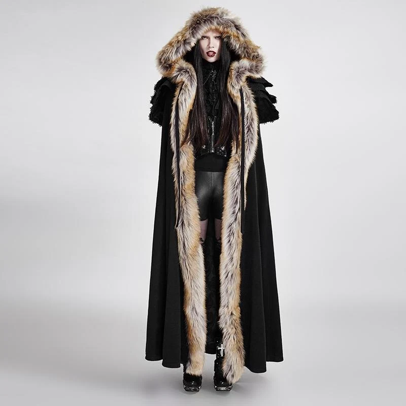 Gothic ullhuva Maxi-kappa för kvinnor
