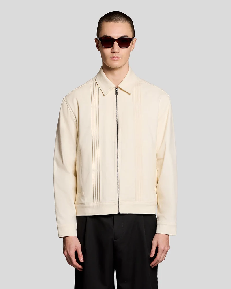 Lyle & Scott Herr Pintuck Zip-Through Jacka | Radiant Ecru