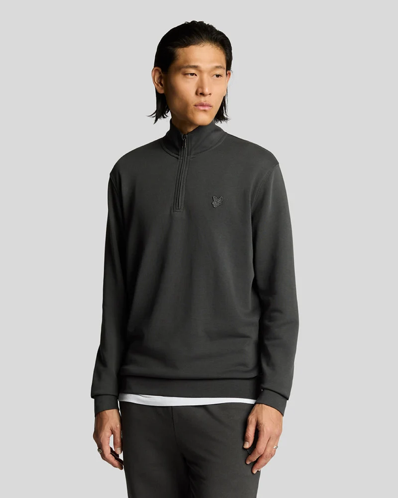 Lyle & Scott Herrtröja i superfin bomull med kvarts dragkedja | Gunmetal