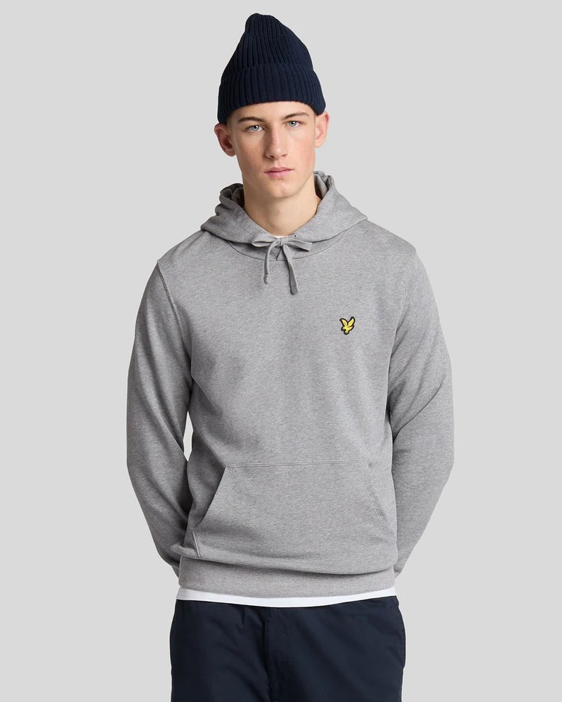 Lyle & Scott Herr Loopback Bomulls Hoodie | Mellangrå Marl