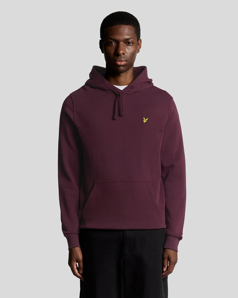 Lyle & Scott Herr Loopback Bomull Huvtröja | Vinröd