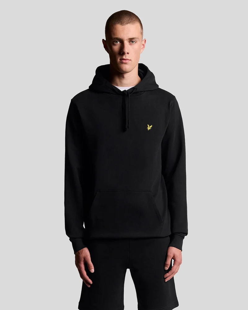 Lyle & Scott Herr Loopback Bomulls Hoodie | Svart