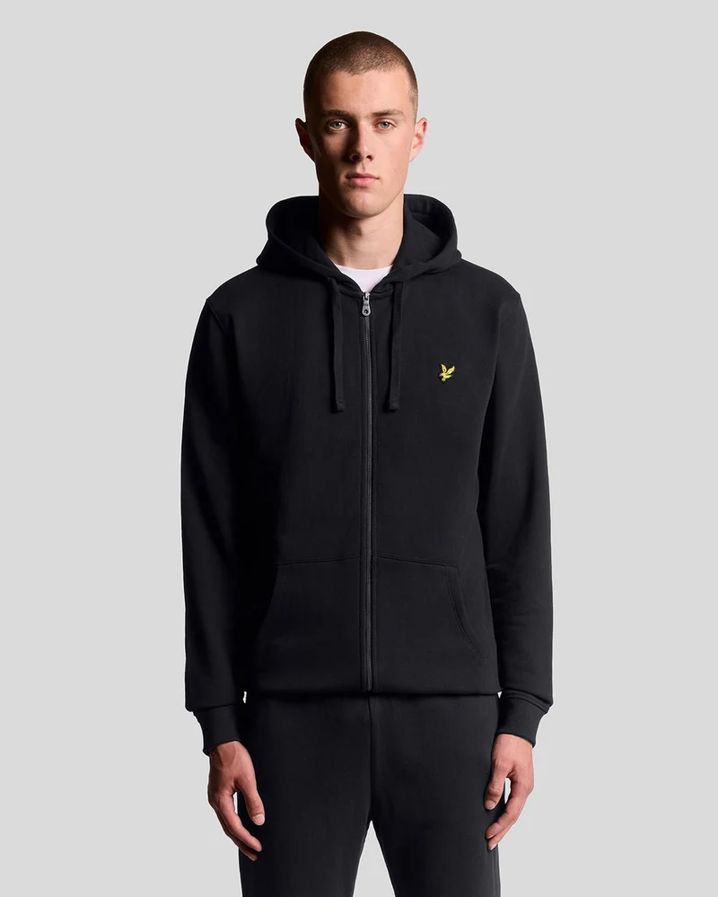 Lyle & Scott Herr Loopback Bomull Hel Dragkedja Hoodie | Jet Black