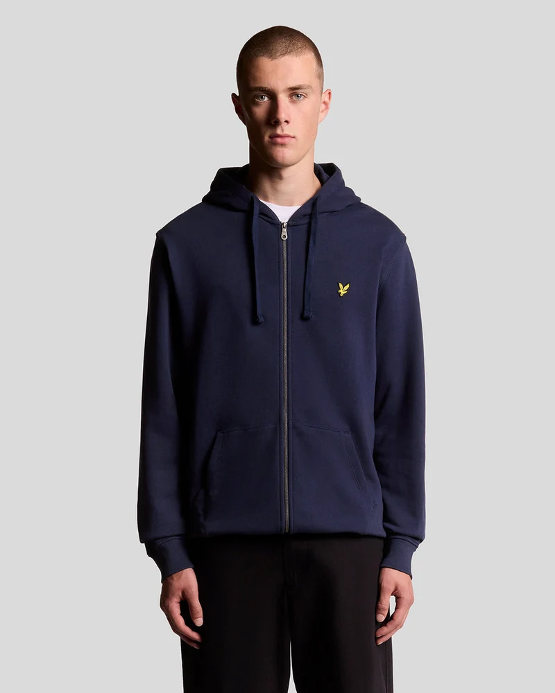 Lyle & Scott Herr Loopback Bomull Hel Dragkedja Hoodie | Marinblå