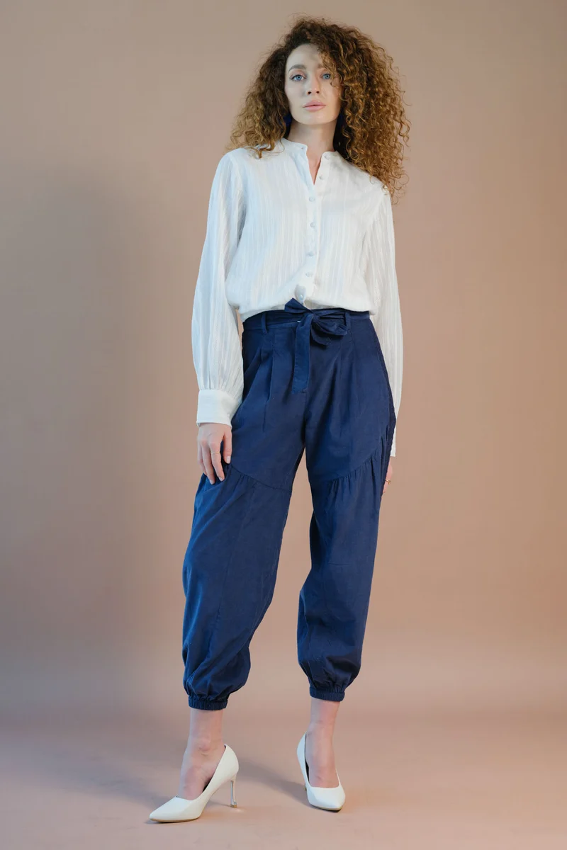 Runa|100% Cotton High-Waisted Balloon Fit Pants