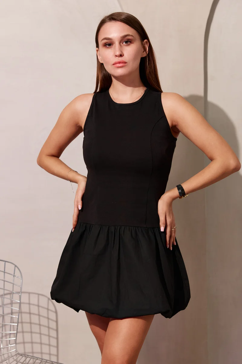 Honey|100% Viscose And Bubble Hem Mini Dress