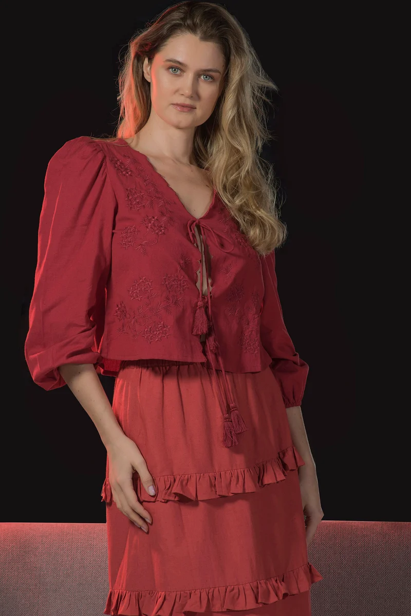 Rik|100% Viscose Top Tie-Up Style With Embroidery