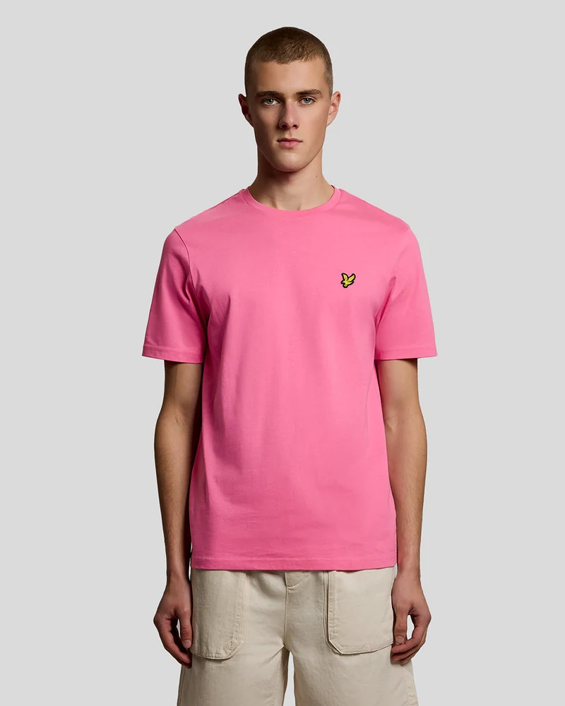 Lyle & Scott Herr T-shirt med rund hals i bomull | Hot Pink