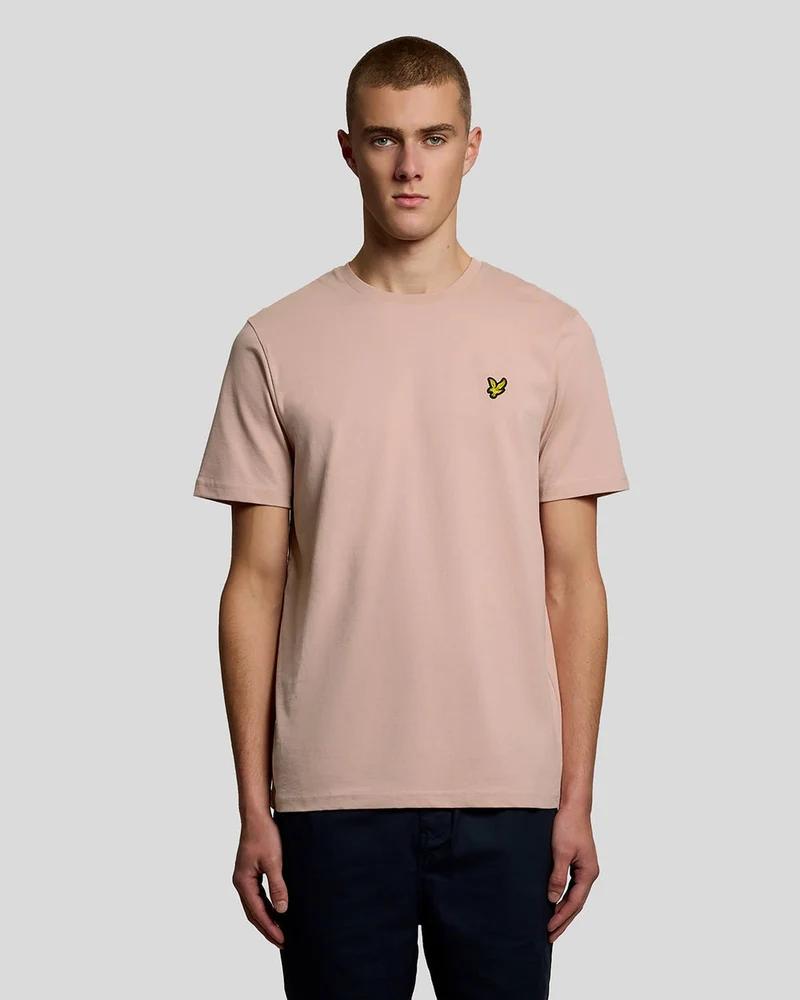Lyle & Scott Herr T-shirt med rund hals i bomull | Rosa grapefrukt