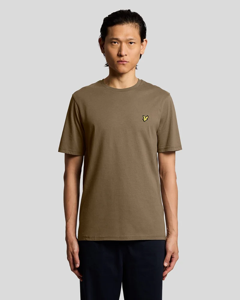 Lyle & Scott Herr T-shirt med rund hals i bomull | Khaki Ask