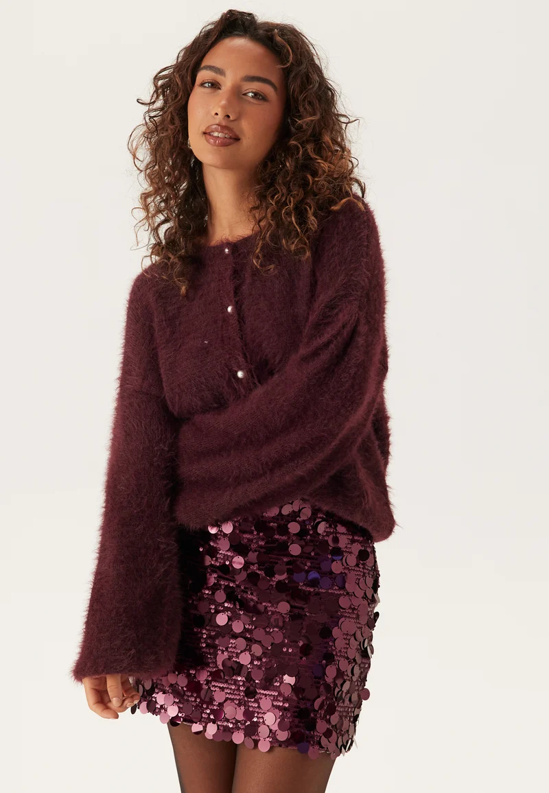 Fluffy Knitted Pearl Cardigan