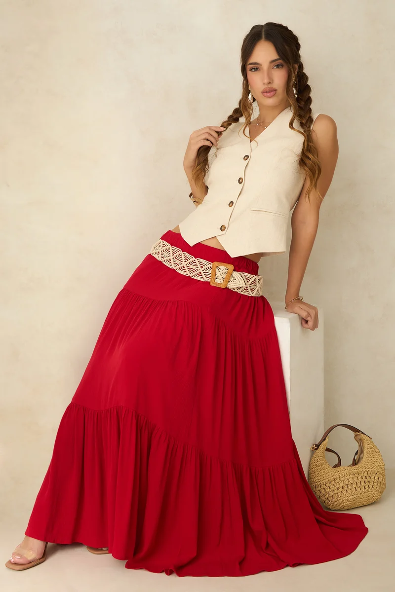 Soraya|100% Viscose Tiered Skirt