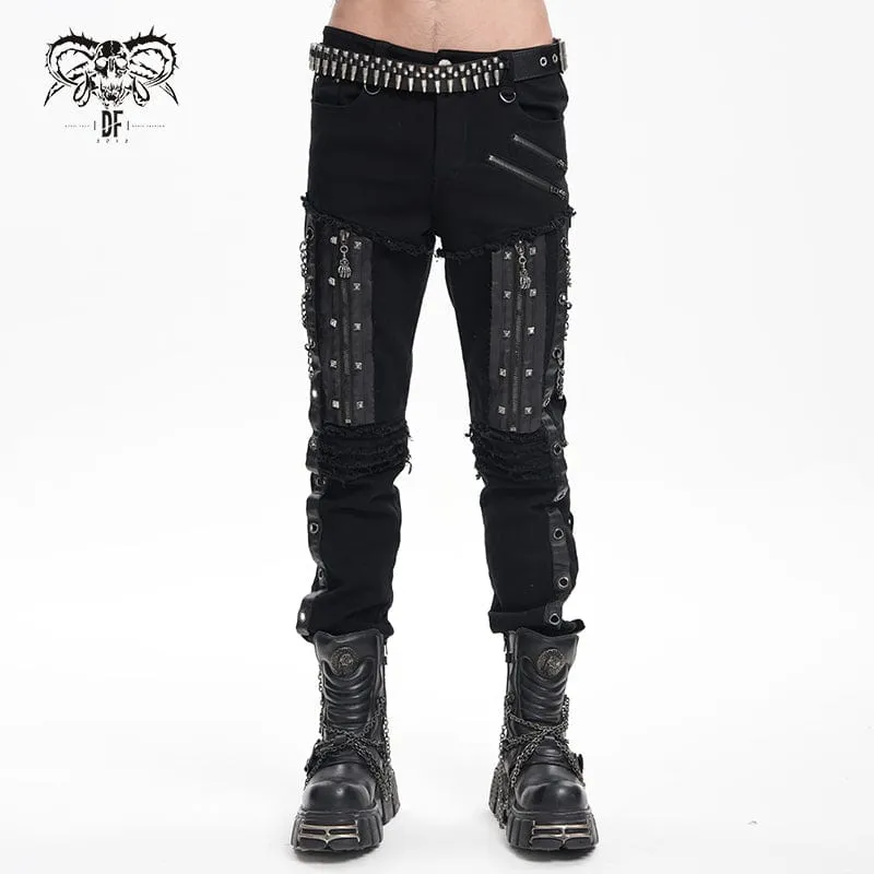 Gothic Eyelets Kedjor Dubbbyxor för män
