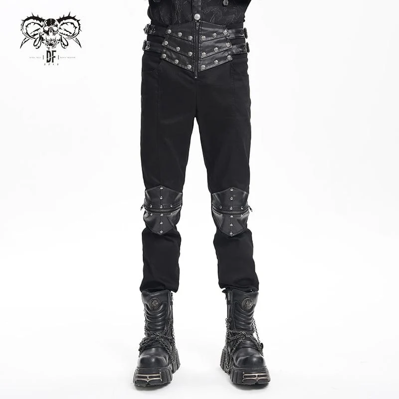 Gothic byxor med studs med spänne för män