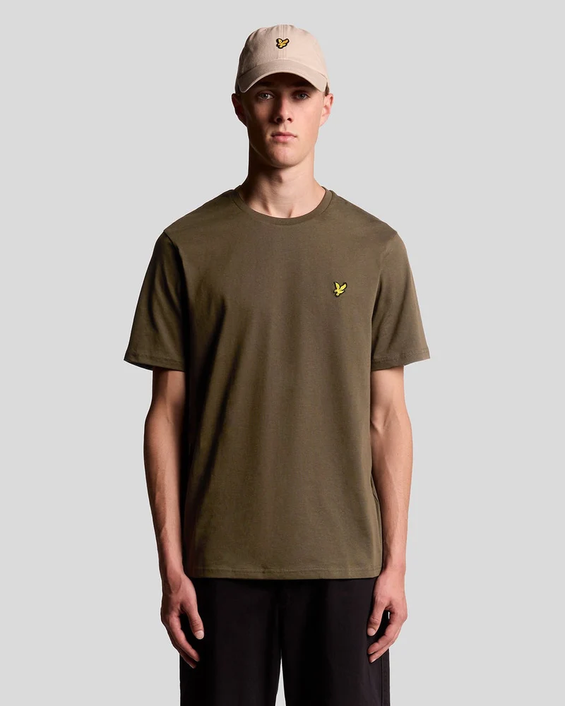 Lyle & Scott Herr T-shirt med rund hals i bomull | Olivgrön