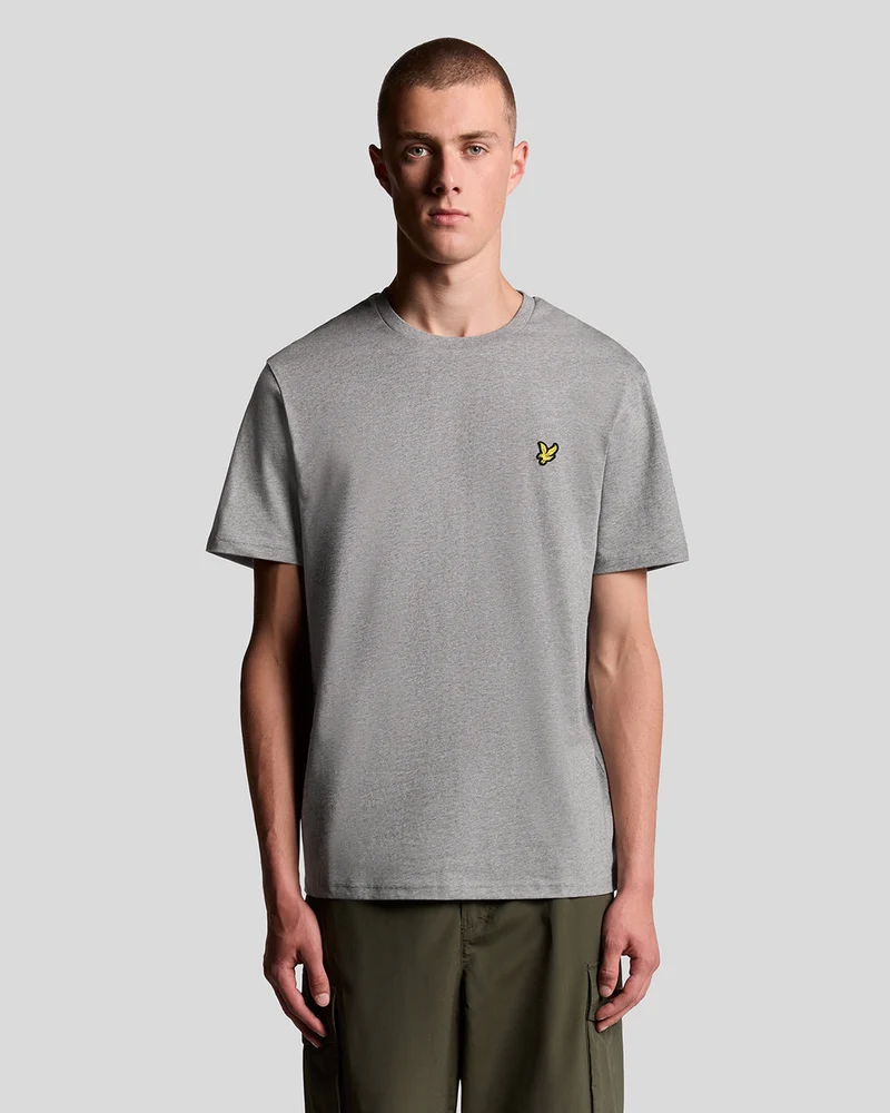 Lyle & Scott Herr T-shirt med rund hals i bomull | Mellangrå Marl