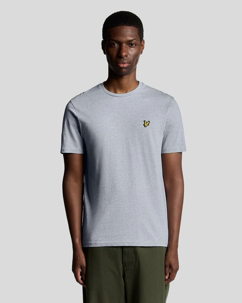 Lyle & Scott Herr T-shirt med rund hals i bomull | Ljusgrå melerad