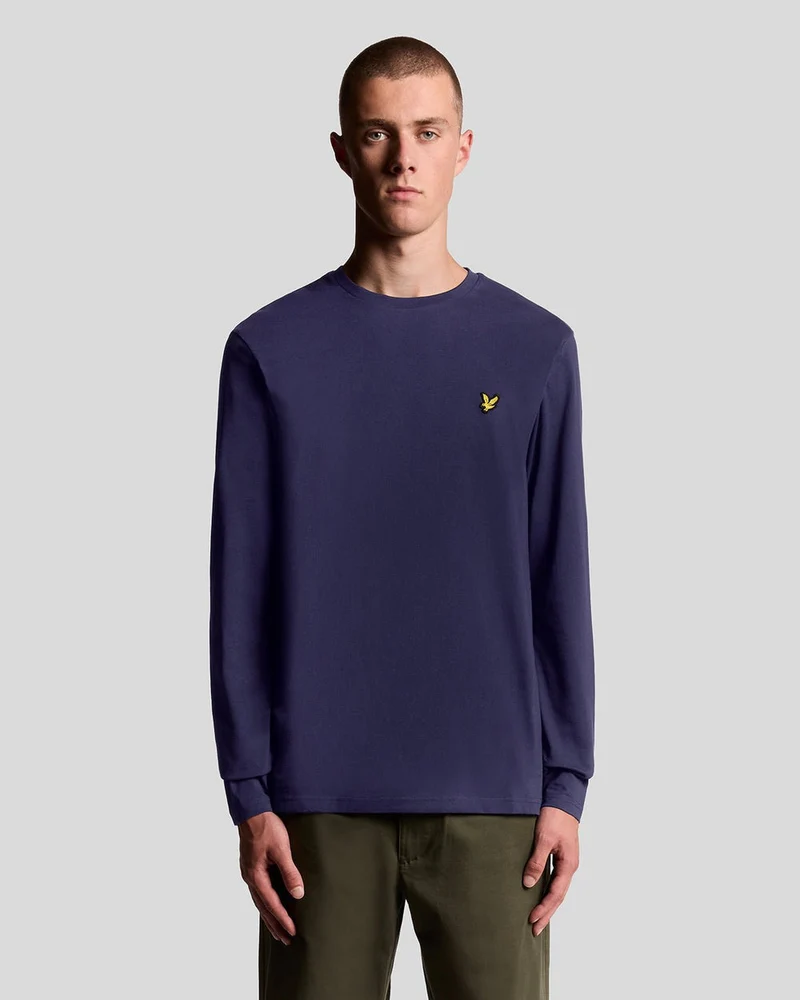 Lyle & Scott Herr långärmad bomulls-T-shirt | Marinblå
