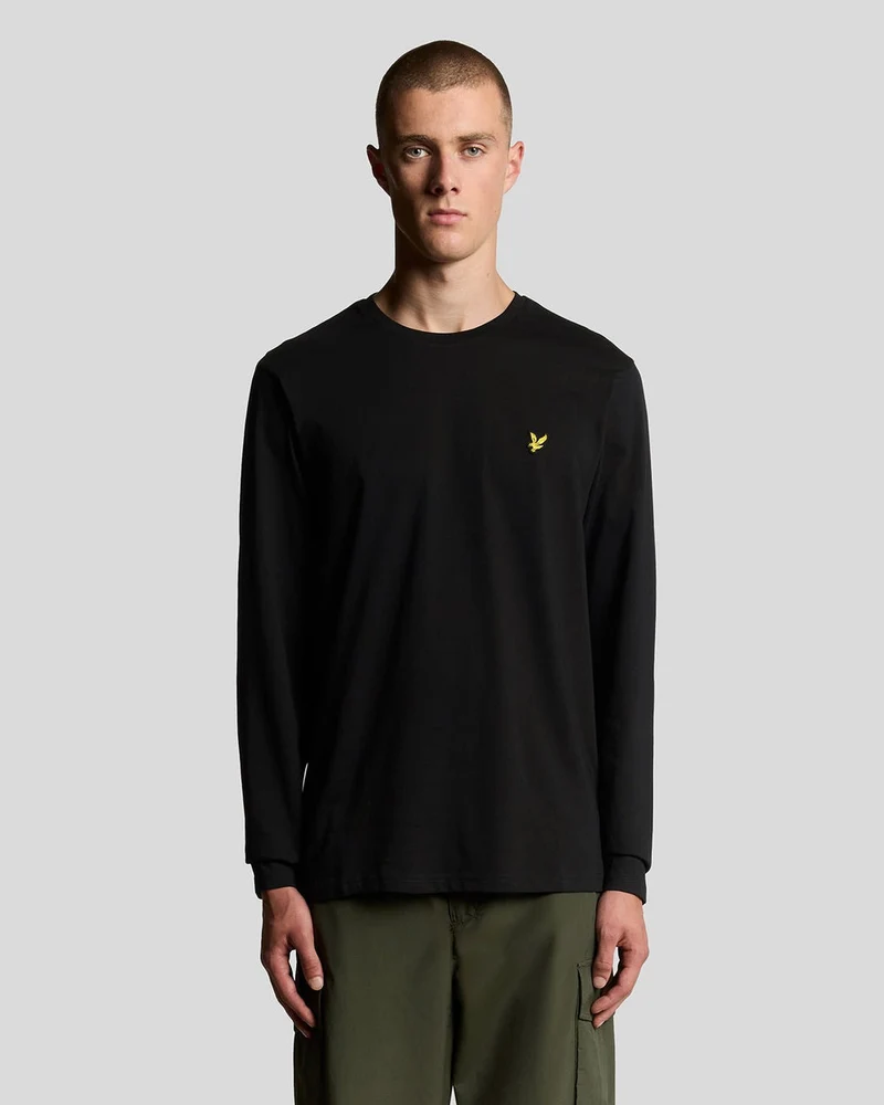 Lyle & Scott Herr långärmad bomulls-T-shirt | Kolsvart