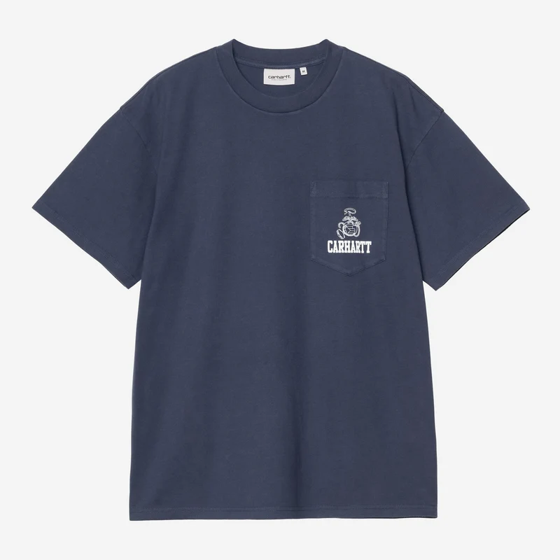 Carhartt WIP Herr Pond Corps Pocket T-shirt | Blå Heavy Stone Wash
