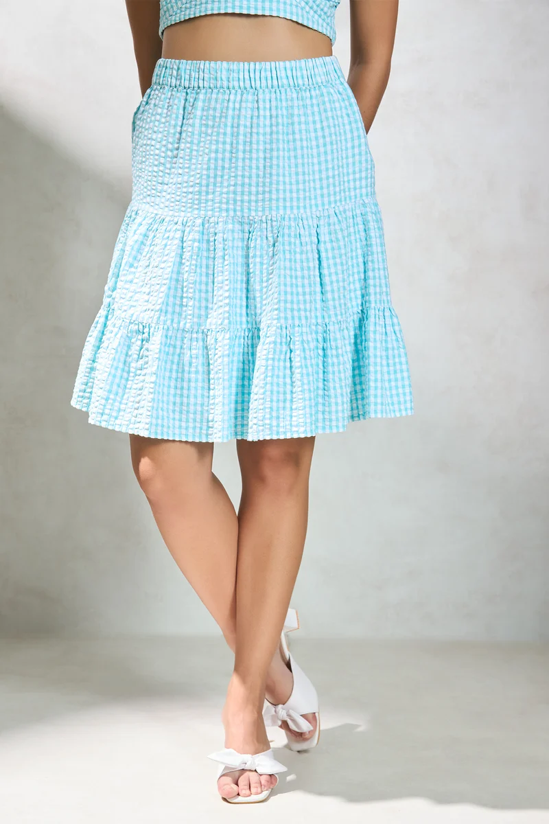 Charlet Skirt|100% Cotton Tiered Mini Skirt With Elastic