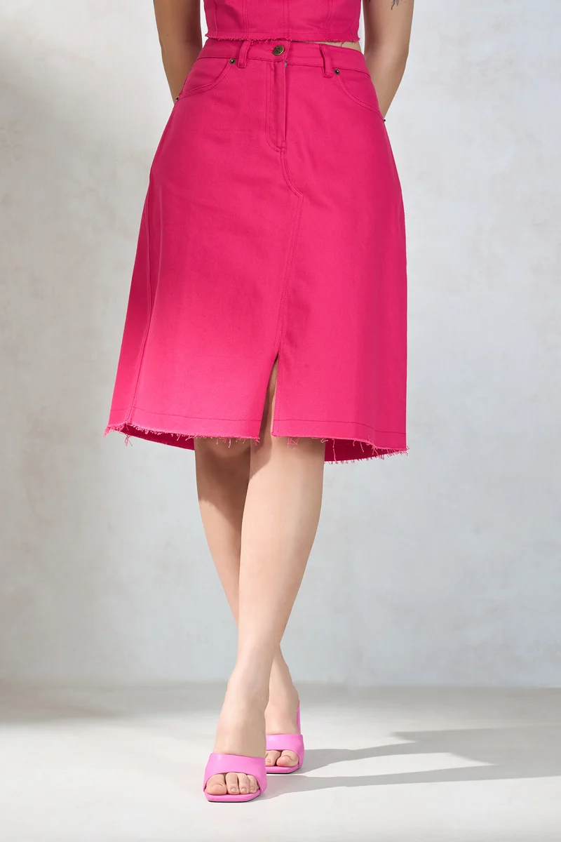 Suzanne Skirt|Cotton Stretch Drill Slit Skirt