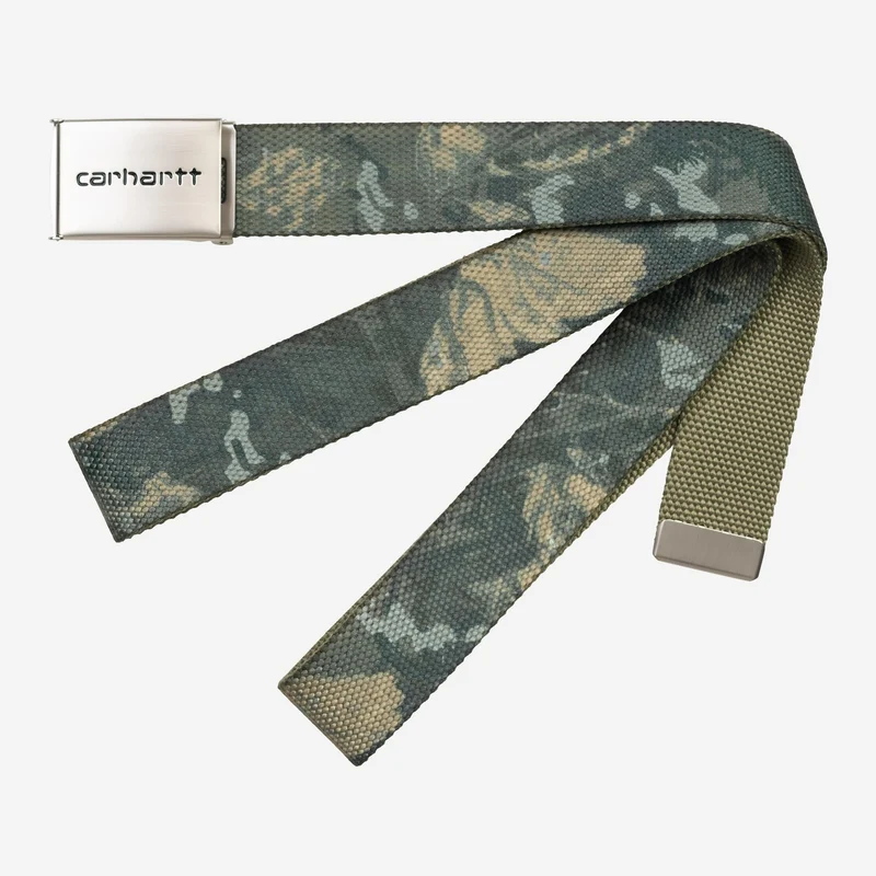 Carhartt WIP Herrbälte med kromklämmor | Kamouflagegrönt