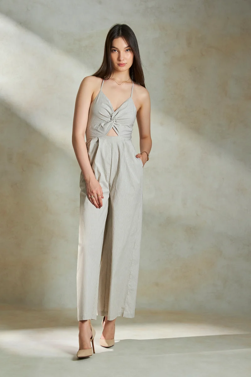 Wendy|100% Cotton Halter Neck Jumpsuit