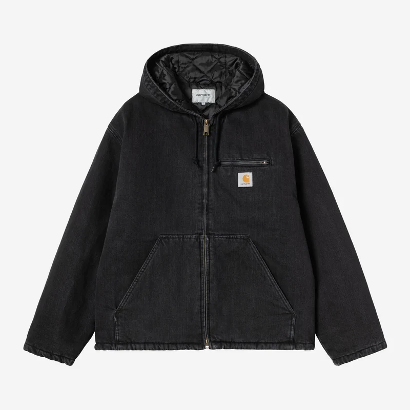 Carhartt WIP Herr Cleveland Jacka | Svart Stentvättad