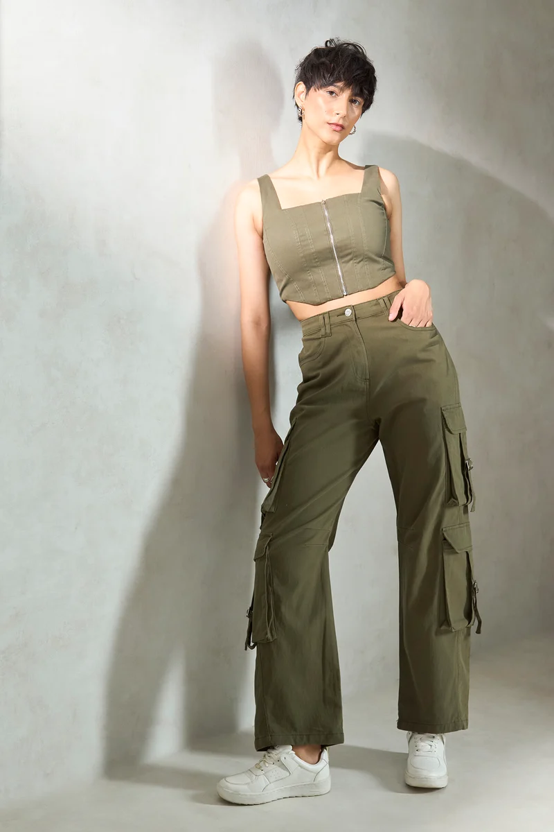 Orla|Cotton Stretch Straight-Fit Cargo Pants