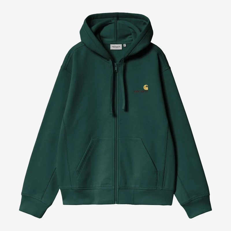 Carhartt WIP Herr American Script Jacka med huvtröja med dragkedja framtill | Mörk gran