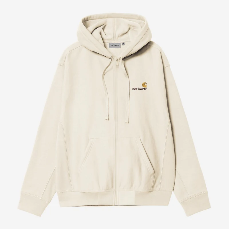 Carhartt WIP Herr American Script Jacka med huvtröja med dragkedja framtill | Naturfärgad