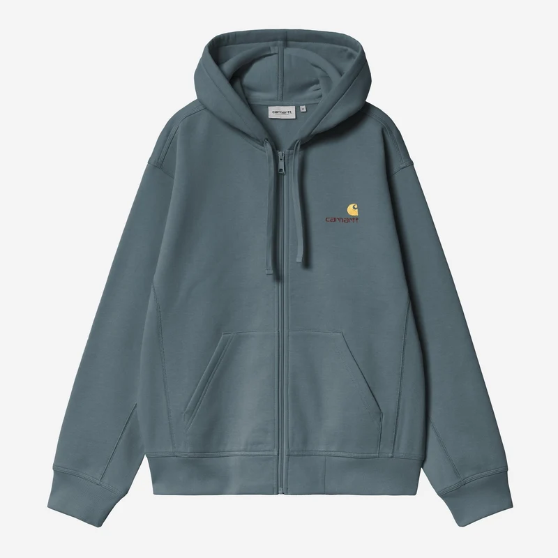 Carhartt WIP Herr American Script Jacka med huvtröja med dragkedja framtill | Kontorsblå