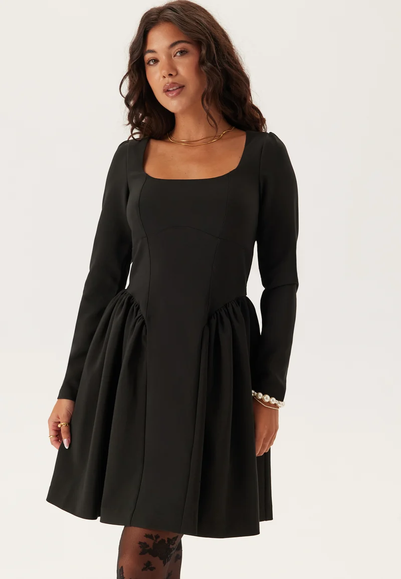 Volume Skirt Long Sleeve Mini Dress