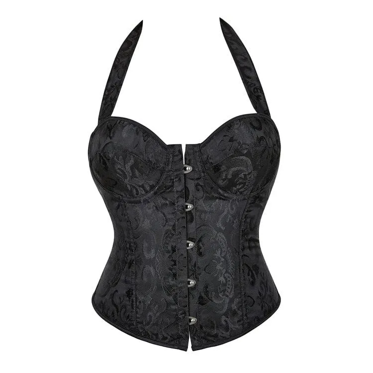 Gothic Court Halterneck Overbust Korsett för kvinnor