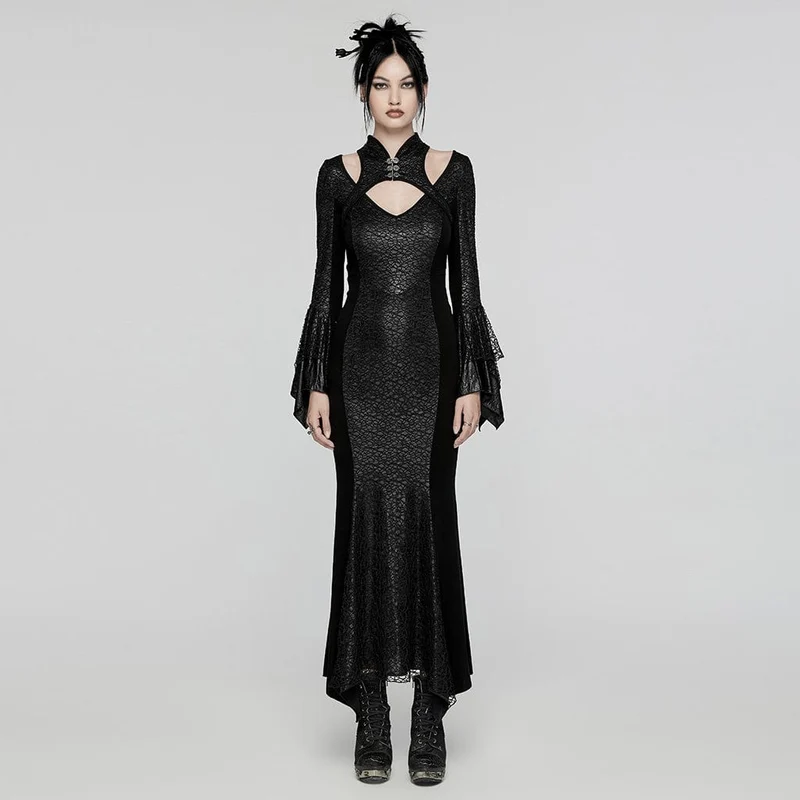 Gotisk Cheongsam krage Fishtailed Klänning Klänning Svart